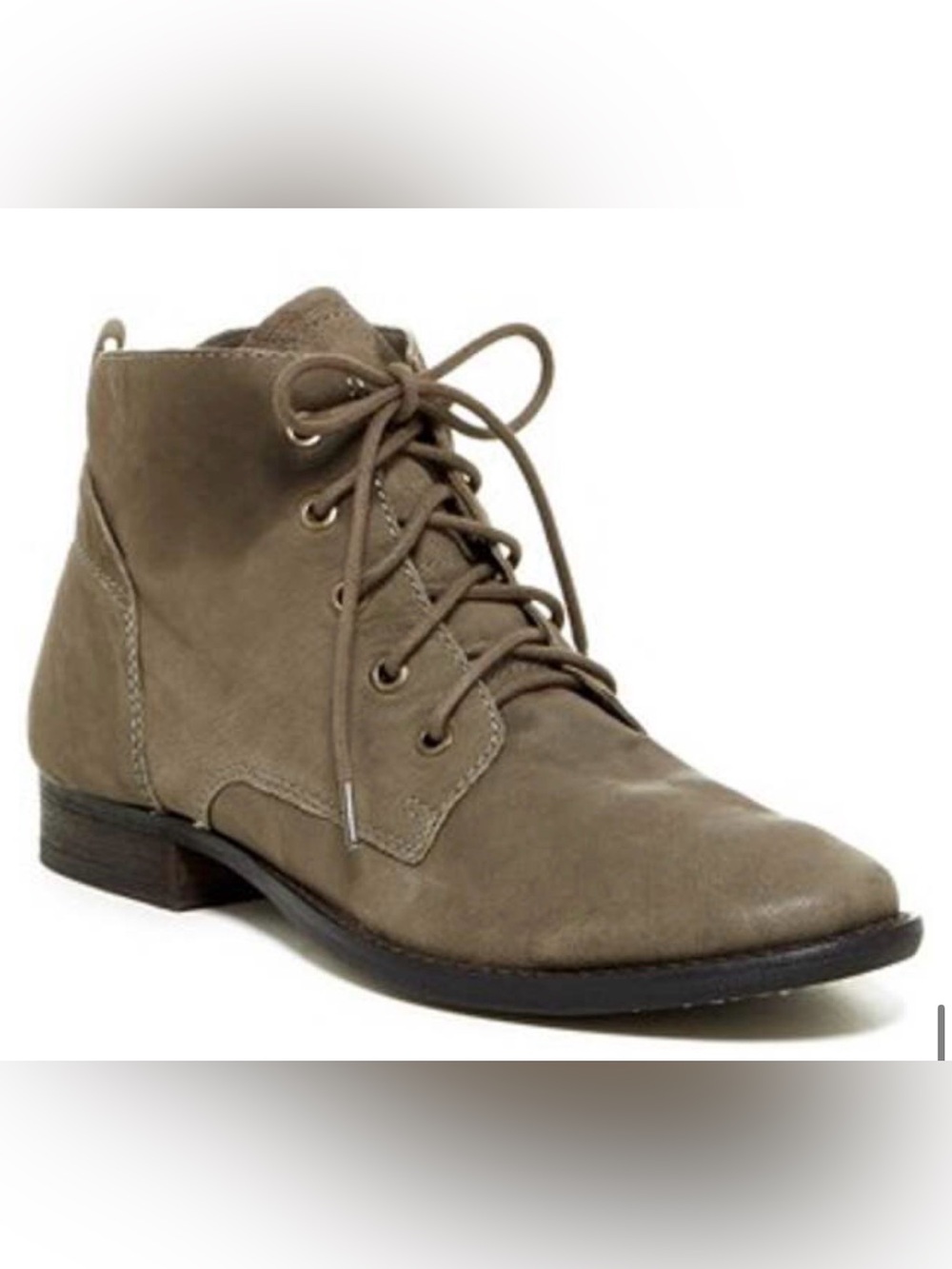Sam Edelman Womens Taupe Suede Lace-Up Ankle Boots - Picture 2 of 8